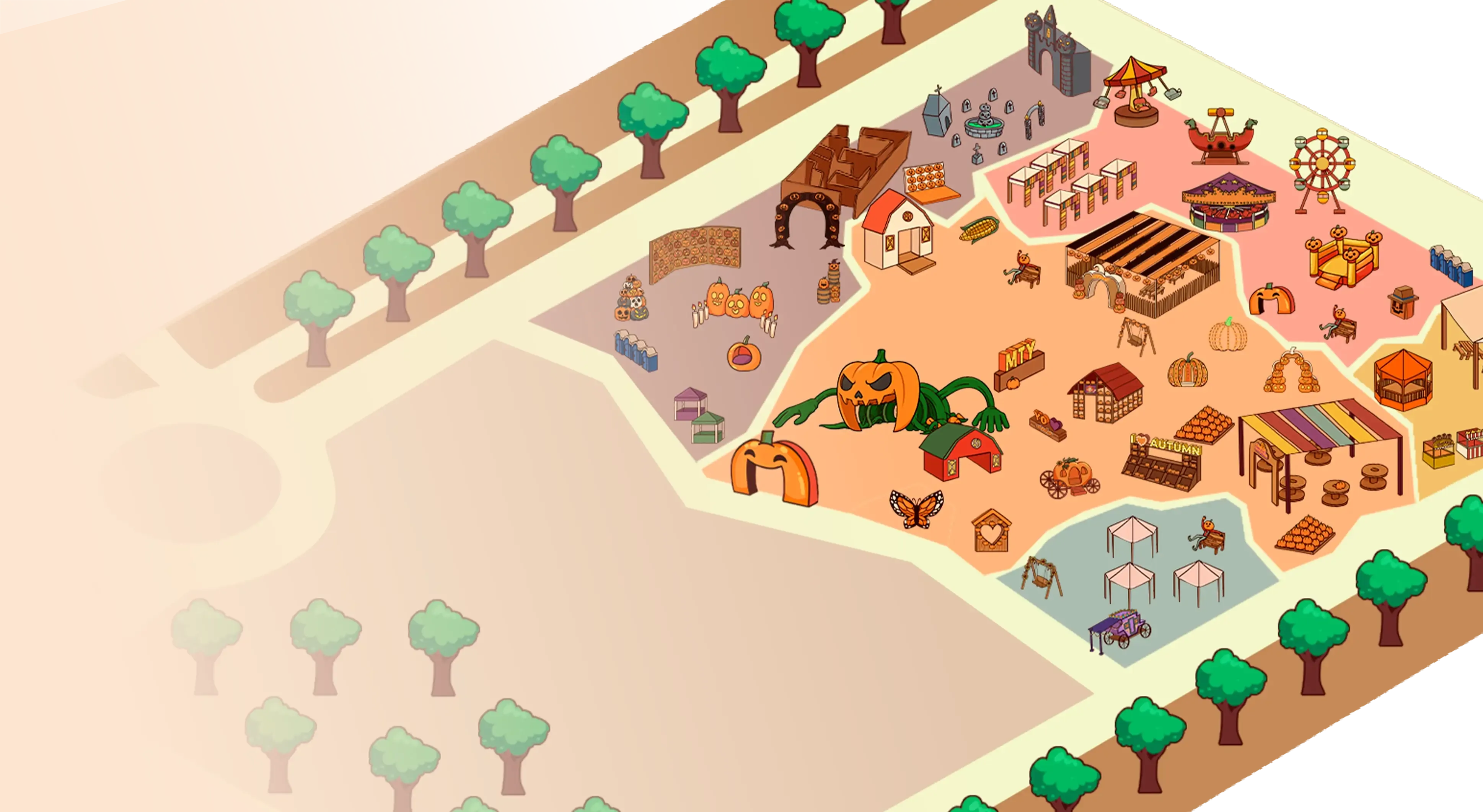 Mapa del parque Pumpkin Dash 2026 en Monterrey